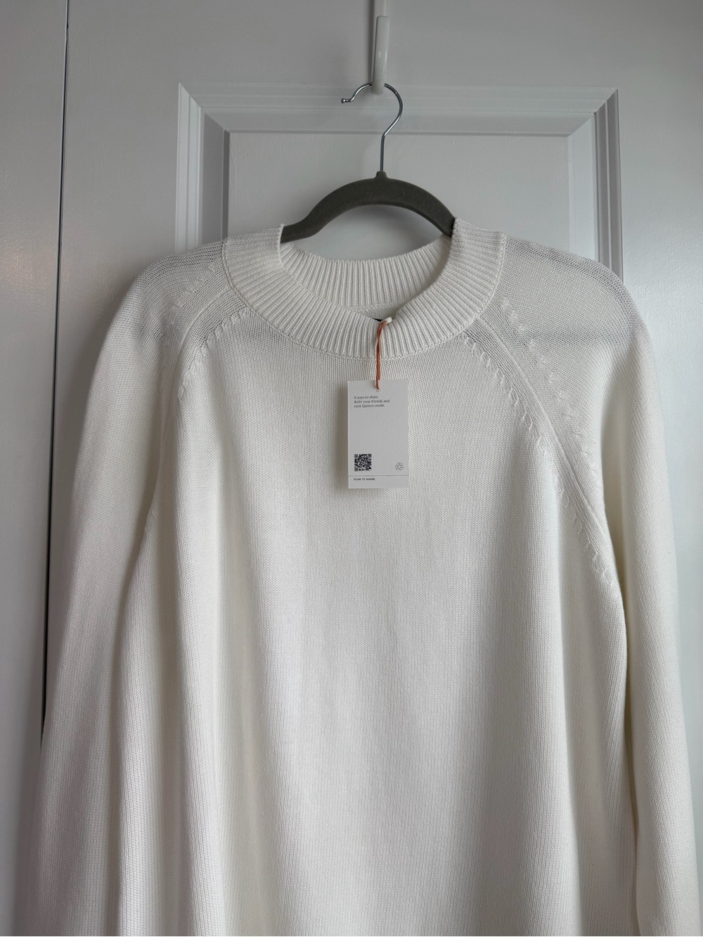 Quince Women’s 100% Organic Cotton Mock Neck Sweater Ivory NWT Size Large - Picture 2 of 10
